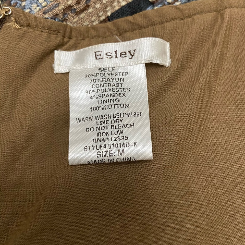 Esley blue & brown embroidered stitch dress | M - Picture 5 of 8